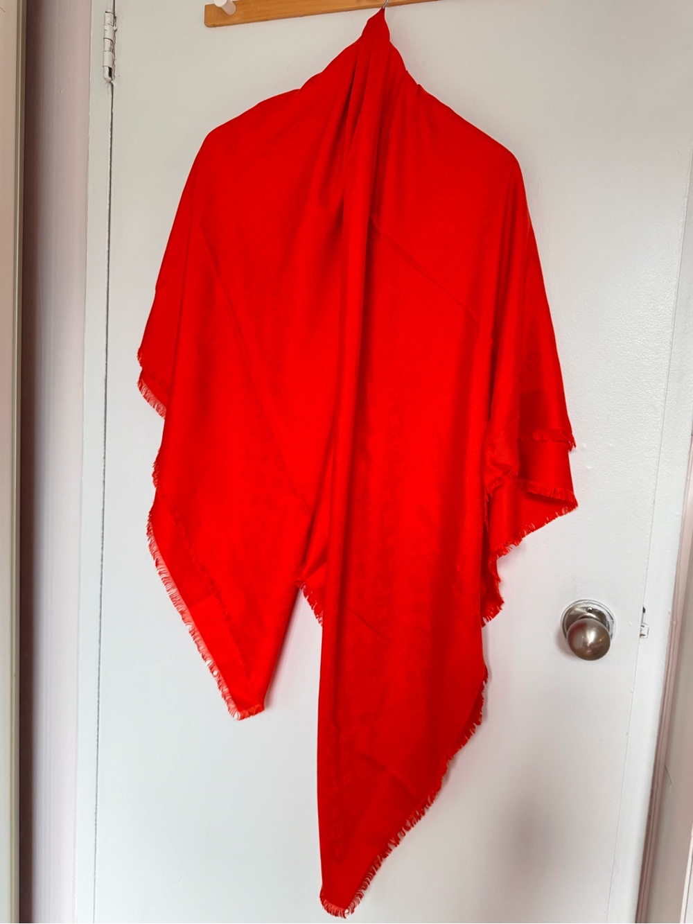 Authentic Louis Vuitton Orange Silk Monogram Shawl